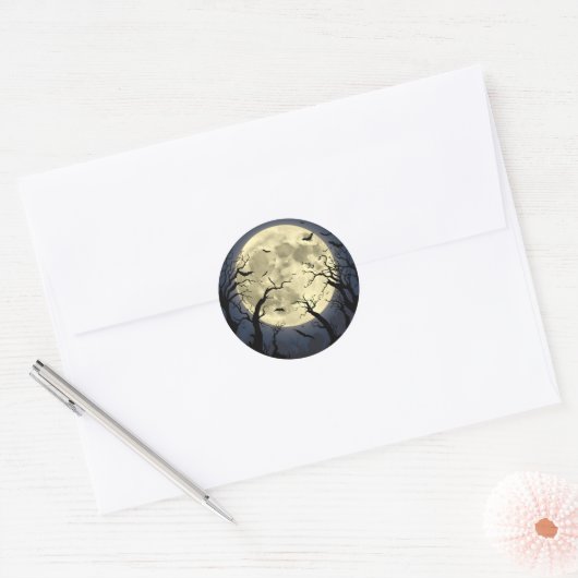 Spooky Full Moon Runder Aufkleber (Umschlag)