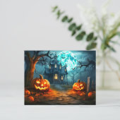 Spooky Full Moon Spuk House Postkarte (Stehend Vorderseite)