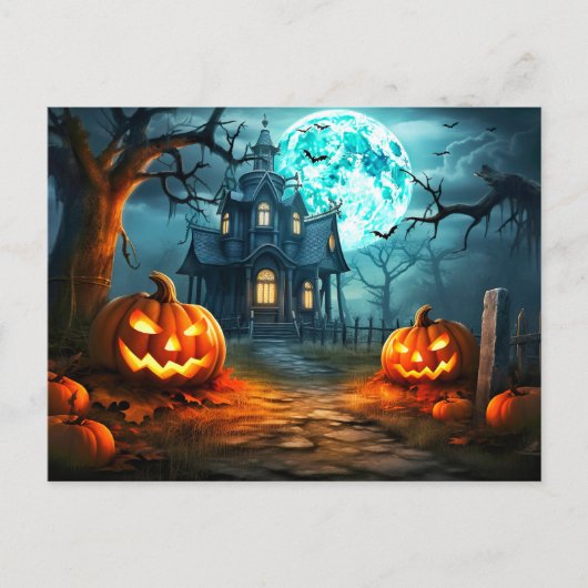 Spooky Full Moon Spuk House Postkarte (Vorderseite)