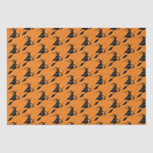 Spooky Fun Black Gothic Flying Hexe Halloween Seidenpapier (Vorderseite)