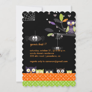 Spooky Fun Colorful Hoot Owls Holloween Party Einladung