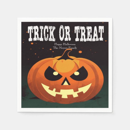 Spooky Fun Evil Pumpkin Trick oder Trete Serviette (Vorderseite)
