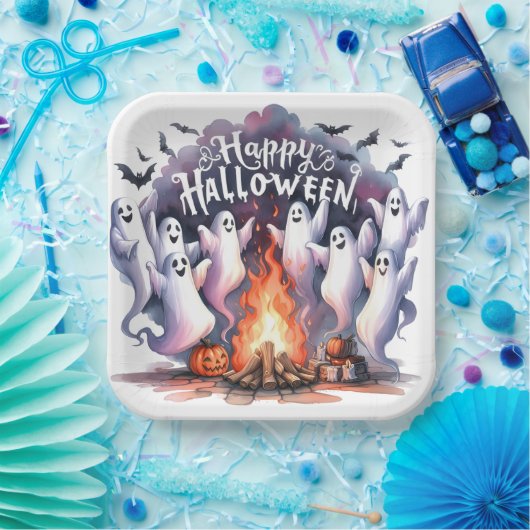 Spooky Fun Ghost Paper Plate Pappteller (Party)