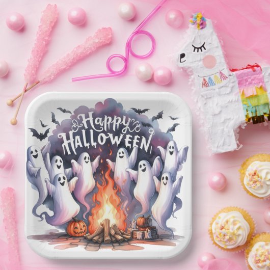 Spooky Fun Ghost Paper Plate Pappteller (Party)