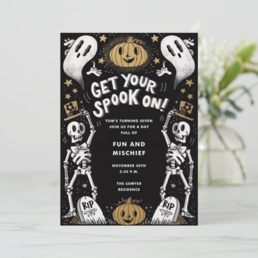 Spooky Fun Halloween Bash Invitation Einladung (Stehend Vorderseite)