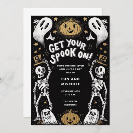 Spooky Fun Halloween Bash Invitation Einladung (Vorne/Hinten)