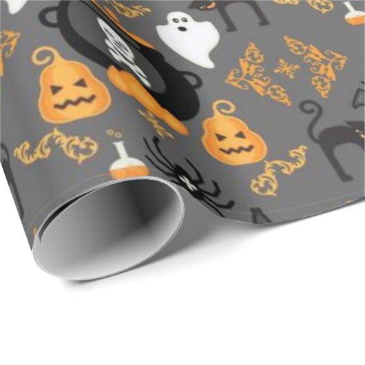 Spooky Fun Halloween Pattern Geschenkpapier (Rolleneckpunkt)