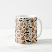 Spooky Fun Halloween Pumpkins & Bats Pattern Coffe Kaffeetasse (VorderseiteRechts)
