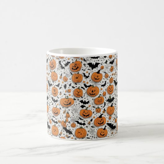 Spooky Fun Halloween Pumpkins & Bats Pattern Coffe Kaffeetasse (Mittel)