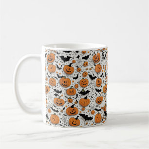 Spooky Fun Halloween Pumpkins & Bats Pattern Coffe Kaffeetasse