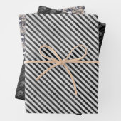 Spooky Fun Halloween Schwarz-weiß Skulls Streifen Geschenkpapier Set (Beispiel)