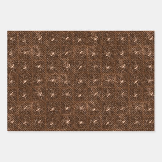 Spooky Fun Halloween Skulls Spinnen und Streifen Geschenkpapier Set (Vorderseite 3)