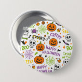 Spooky & Fun Pumpkin - farbenfrohe Halloween-Muste Button (Vorne & Hinten)