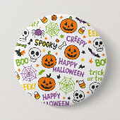 Spooky & Fun Pumpkin - farbenfrohe Halloween-Muste Button (Vorderseite)