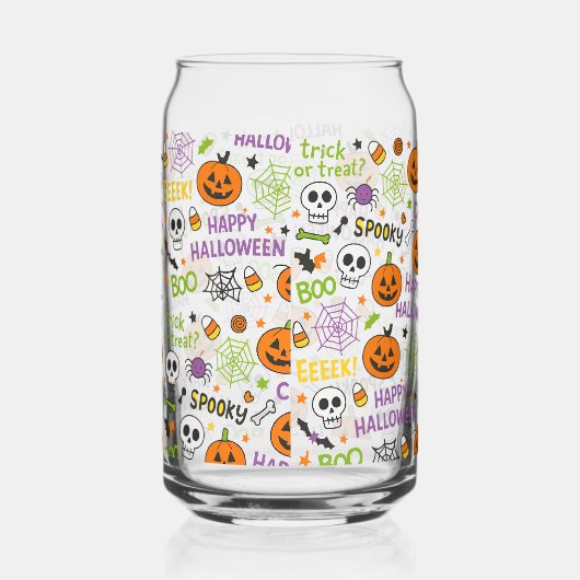 Spooky & Fun Pumpkin - farbenfrohe Halloween-Muste Dosenglas (Links)