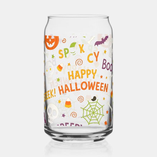 Spooky & Fun Pumpkin - farbenfrohe Halloween-Muste Dosenglas (Rückseite)