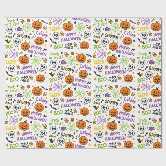 Spooky & Fun Pumpkin - farbenfrohe Halloween-Muste Geschenkpapier (Flach)