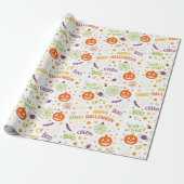 Spooky & Fun Pumpkin - farbenfrohe Halloween-Muste Geschenkpapier (Ungerollt)