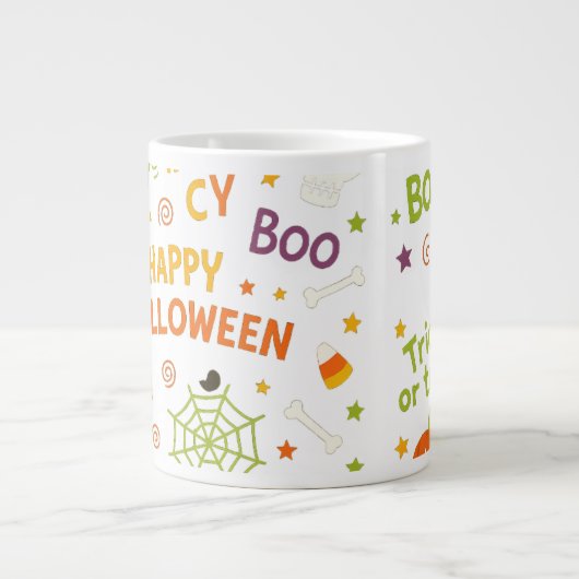 Spooky & Fun Pumpkin - farbenfrohe Halloween-Muste Jumbo-Tasse (Vorderseite)