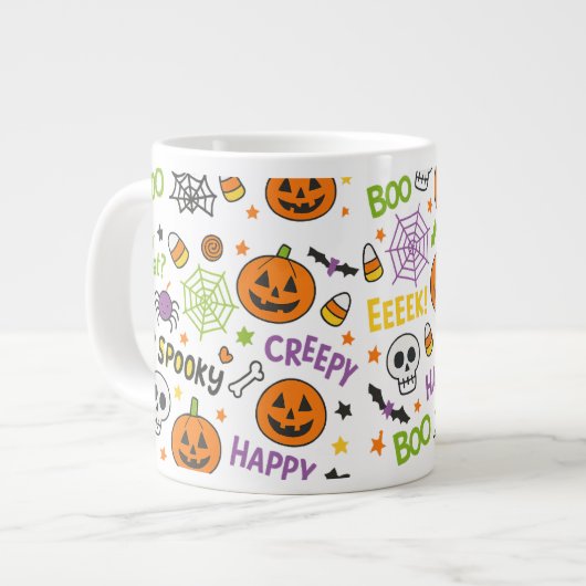 Spooky & Fun Pumpkin - farbenfrohe Halloween-Muste Jumbo-Tasse (Vorderseite Links)