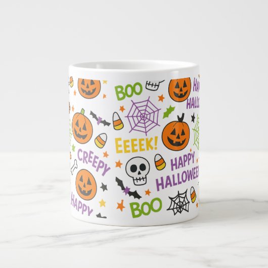 Spooky & Fun Pumpkin - farbenfrohe Halloween-Muste Jumbo-Tasse (Vorderseite)