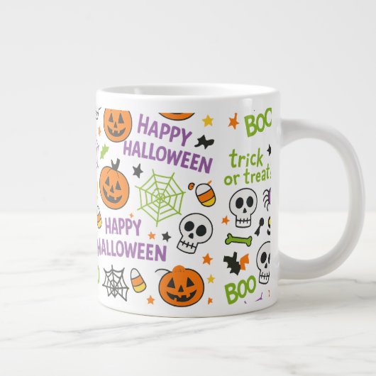 Spooky & Fun Pumpkin - farbenfrohe Halloween-Muste Jumbo-Tasse (Rechts)