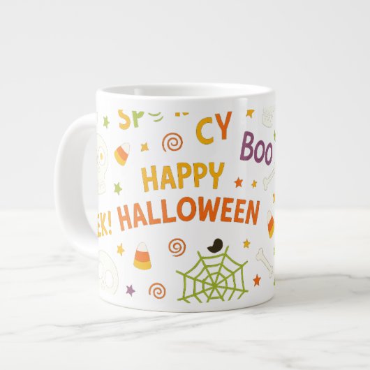 Spooky & Fun Pumpkin - farbenfrohe Halloween-Muste Jumbo-Tasse (Vorderseite Links)