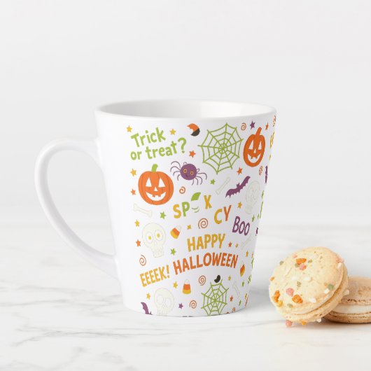 Spooky & Fun Pumpkin - farbenfrohe Halloween-Muste Milchtasse (Beispiel)