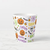Spooky & Fun Pumpkin - farbenfrohe Halloween-Muste Milchtasse (Vorderseite)