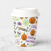 Spooky & Fun Pumpkin - farbenfrohe Halloween-Muste Pappbecher (Vorderseite)