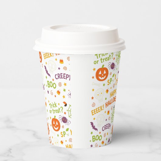 Spooky & Fun Pumpkin - farbenfrohe Halloween-Muste Pappbecher (Links)