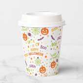 Spooky & Fun Pumpkin - farbenfrohe Halloween-Muste Pappbecher (Rückseite)