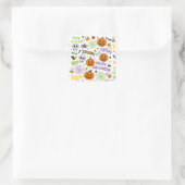 Spooky & Fun Pumpkin - farbenfrohe Halloween-Muste Quadratischer Aufkleber (Tasche)
