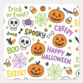 Spooky & Fun Pumpkin - farbenfrohe Halloween-Muste Quadratischer Aufkleber (Vorderseite)