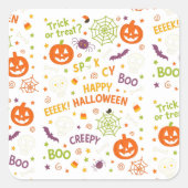 Spooky & Fun Pumpkin - farbenfrohe Halloween-Muste Quadratischer Aufkleber (Vorderseite)