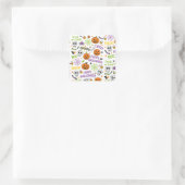Spooky & Fun Pumpkin - farbenfrohe Halloween-Muste Quadratischer Aufkleber (Tasche)