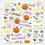 Spooky & Fun Pumpkin - farbenfrohe Halloween-Muste Quadratischer Aufkleber (Vorderseite)