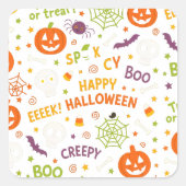 Spooky & Fun Pumpkin - farbenfrohe Halloween-Muste Quadratischer Aufkleber (Vorderseite)