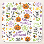 Spooky & Fun Pumpkin - farbenfrohe Halloween-Muste Rechteckiger Pappuntersetzer (Vorderseite)