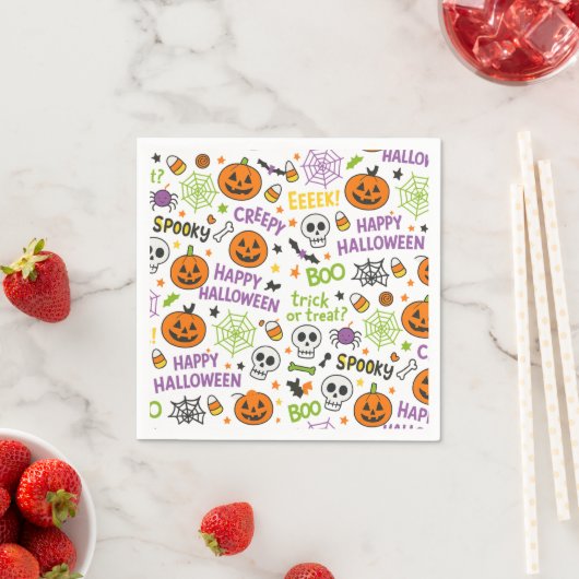 Spooky & Fun Pumpkin - farbenfrohe Halloween-Muste Serviette (Beispiel)