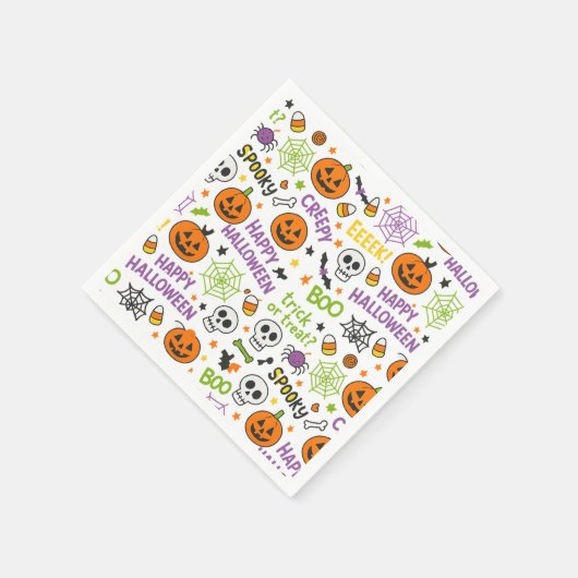 Spooky & Fun Pumpkin - farbenfrohe Halloween-Muste Serviette (Ecke)