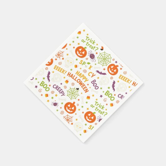 Spooky & Fun Pumpkin - farbenfrohe Halloween-Muste Serviette (Ecke)