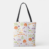 Spooky & Fun Pumpkin - farbenfrohe Halloween-Muste Tasche (Rückseite)