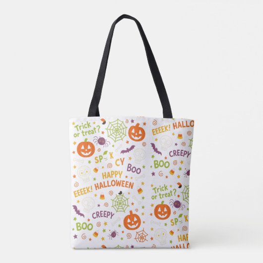 Spooky & Fun Pumpkin - farbenfrohe Halloween-Muste Tasche (Rückseite)