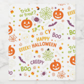 Spooky & Fun Pumpkin - farbenfrohe Halloween-Muste Weinetikett (Einzelnes Label)