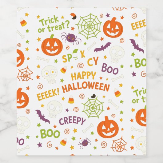Spooky & Fun Pumpkin - farbenfrohe Halloween-Muste Weinetikett (Einzelnes Label)