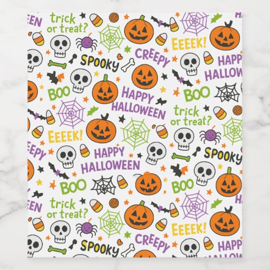 Spooky & Fun Pumpkin - farbenfrohe Halloween-Muste Weinetikett (Einzelnes Label)