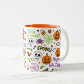 Spooky & Fun Pumpkin - farbenfrohe Halloween-Muste Zweifarbige Tasse (VorderseiteRechts)