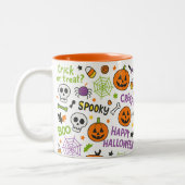 Spooky & Fun Pumpkin - farbenfrohe Halloween-Muste Zweifarbige Tasse (Links)