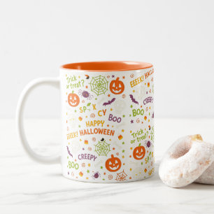 Spooky & Fun Pumpkin - farbenfrohe Halloween-Muste Zweifarbige Tasse